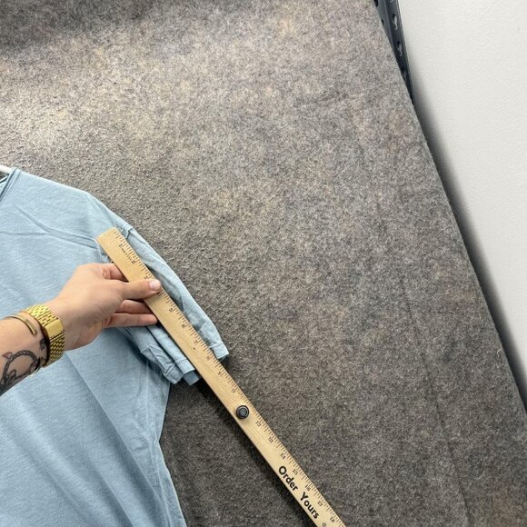 All Saints Shirt Mens Large Blue Crew Neck Short Sleeve Tee Lightweight - Picture 5 of 12